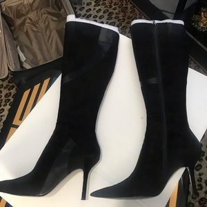 Nine West Studio Black Suede Tall Boots